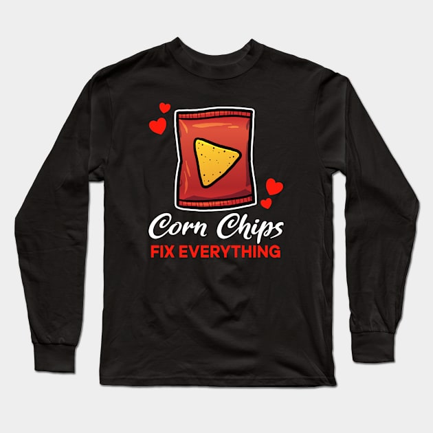 Corn Chips fix everything saying Long Sleeve T-Shirt by jonmlam
